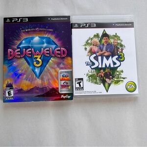PS3 Games (lot of 2) untested Bejeweled 3 and The Sims 3